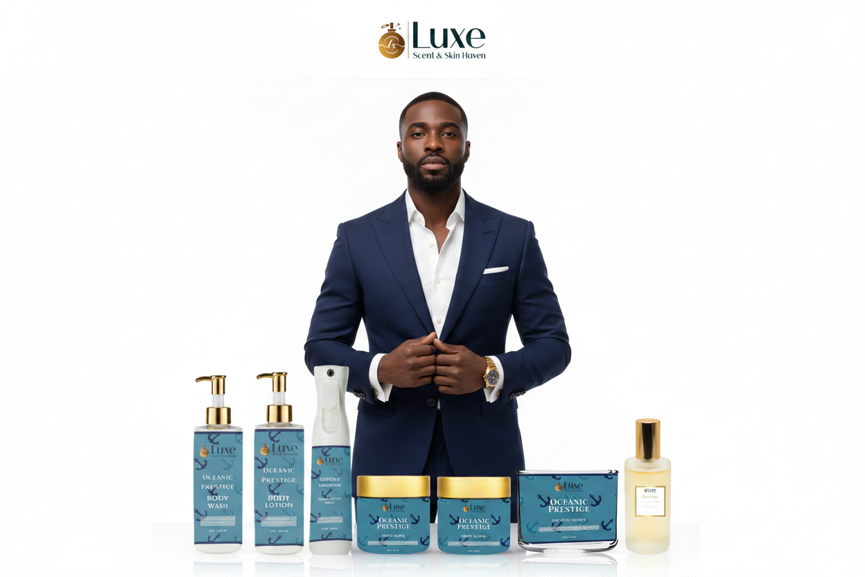 Oceanic Prestige — 7-Piece Lineup, Black Male Model Centered
